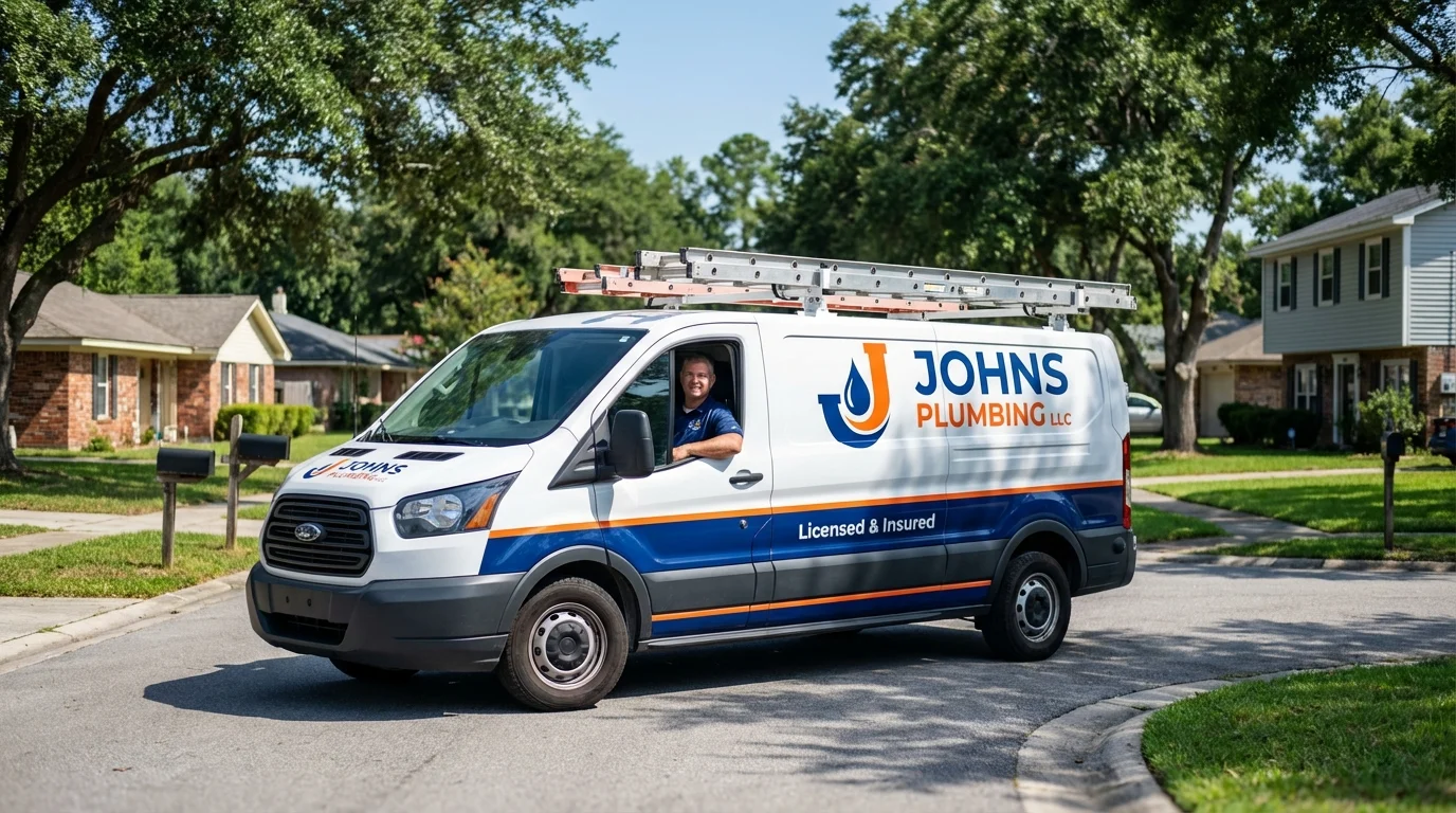 Johns Plumbing LLC service van in Humboldt, TN
