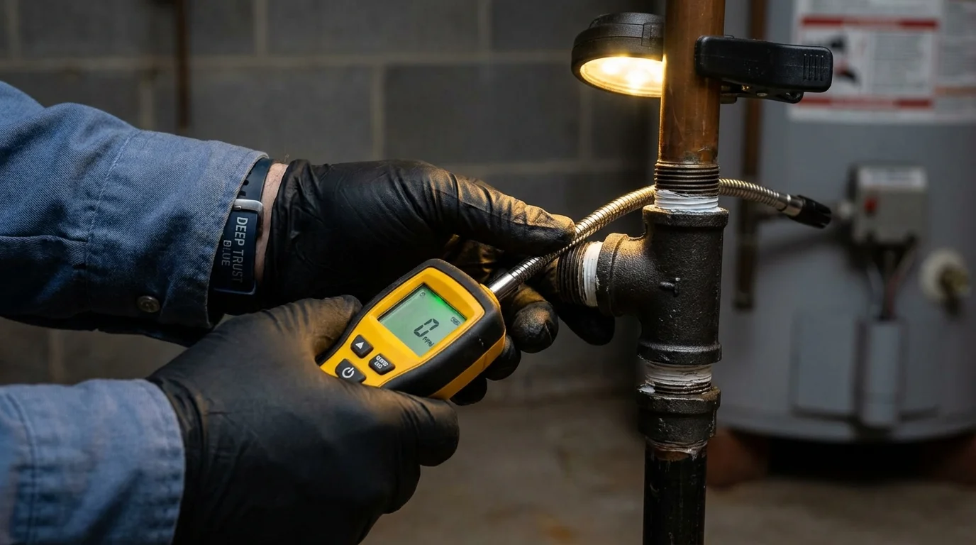 Gas leak detection with electronic sniffer by Johns Plumbing LLC in Humboldt